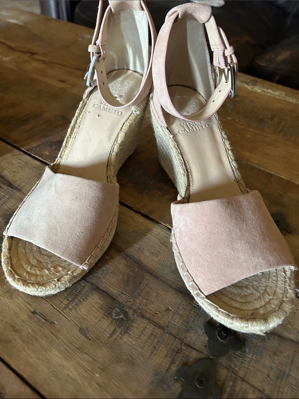 Vince Camuto Pink Suede Espadrille Wedge Sandals